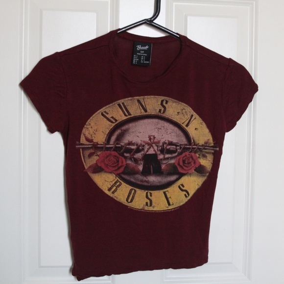 Guns N Roses Maroon Burgundy Crop Top - Picture 1 of 3